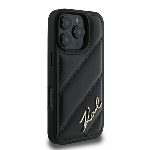 Karl Hardcase Quilted PU Case
 Signature Case Black iPhone 16 Pro