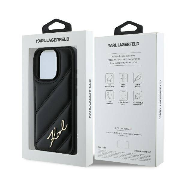 Karl Hardcase Quilted PU Case
 Signature Case Black iPhone 16 Pro