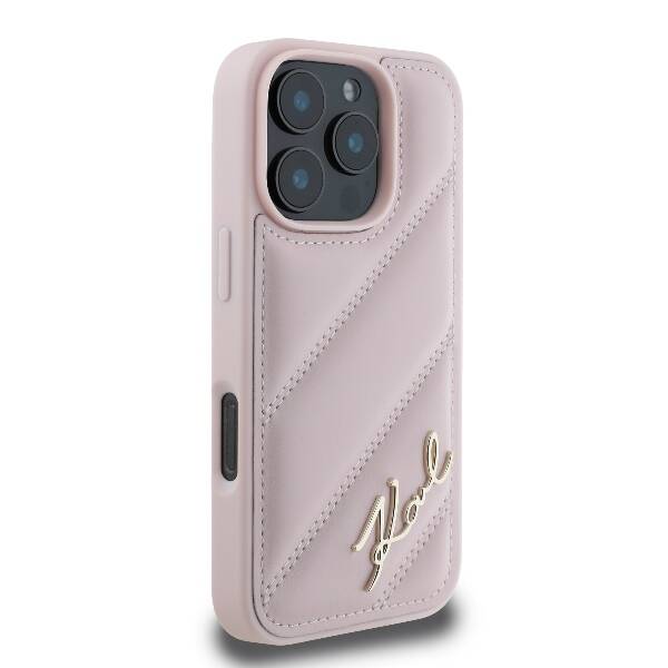 Karl Hardcase PU Quilted Signature
 Pink iPhone 16 Pro