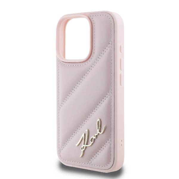 Karl Hardcase PU Quilted Signature
 Pink iPhone 16 Pro