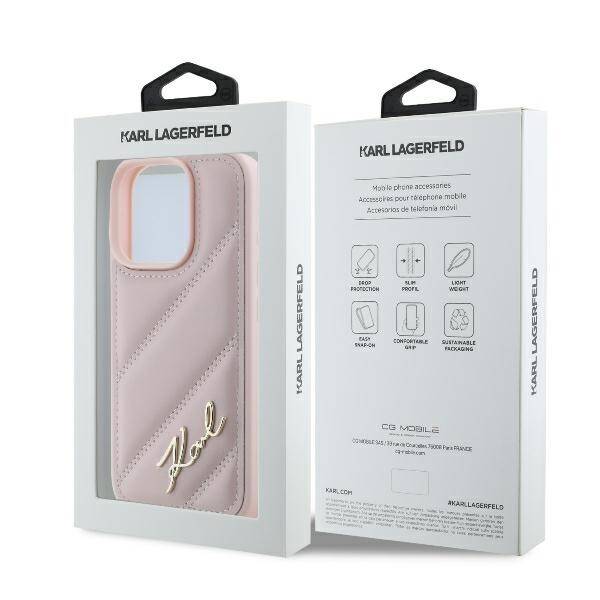 Karl Hardcase PU Quilted Signature
 Pink iPhone 16 Pro