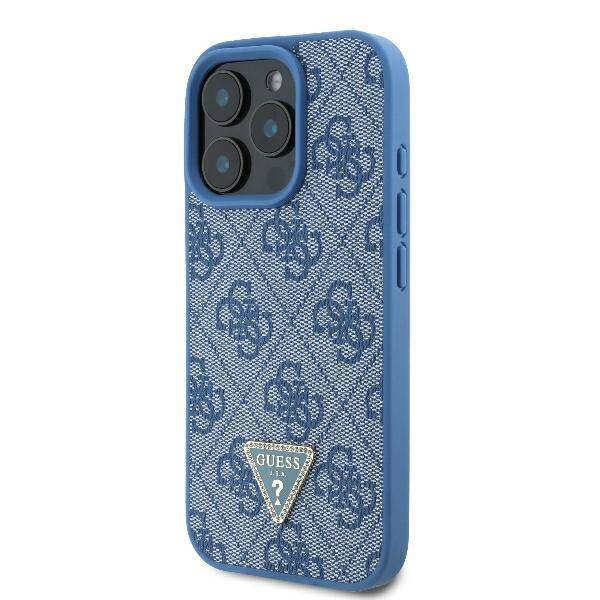 Guess Hardcase PU Leather 4G
 Triangle Strass Blue iPhone 16 Pro
 Max