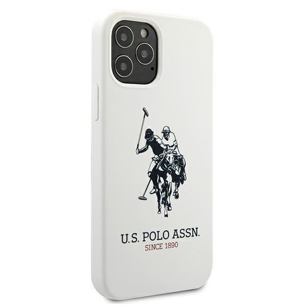 US Polo Assn USHCP12LSLHRWH Silicone Collection White Case with Big Horse Logo for iPhone 12 Pro Max