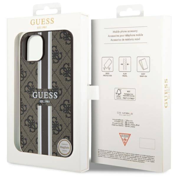 GUESS HC MagSafe 4G PRINTED STRIPES BROWN iPhone 14 Plus