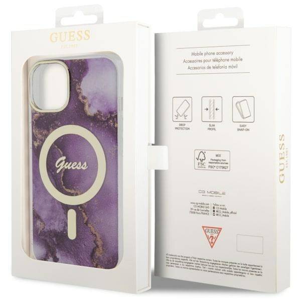 GUESS HC MagSafe IML GOLDEN MARBLE PURPLE iPhone 11