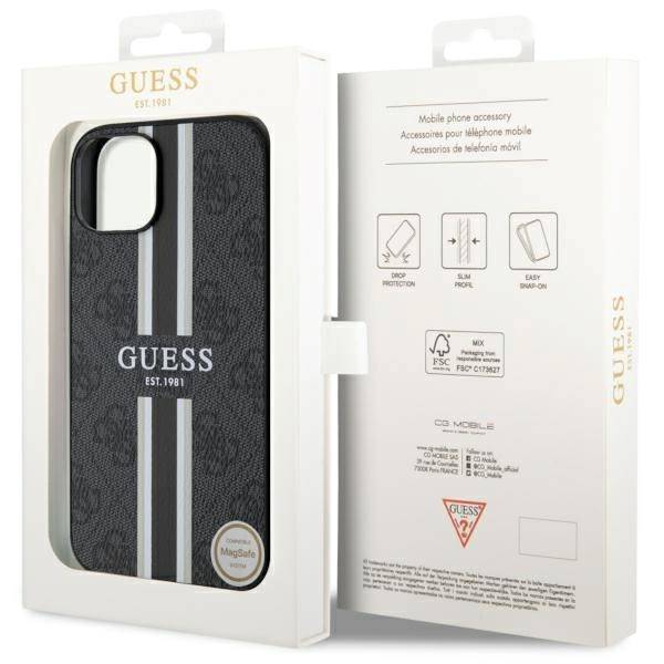 GUESS HC MagSafe 4G PRINTED STRIPES BLACK iPhone 13 / 14 / 15