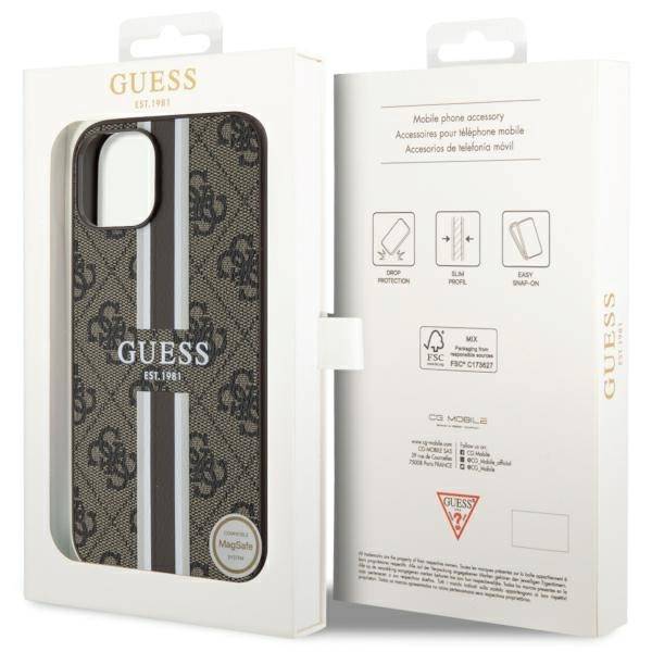 GUESS HC MagSafe 4G PRINTED STRIPES BROWN iPhone 13 / 14 / 15