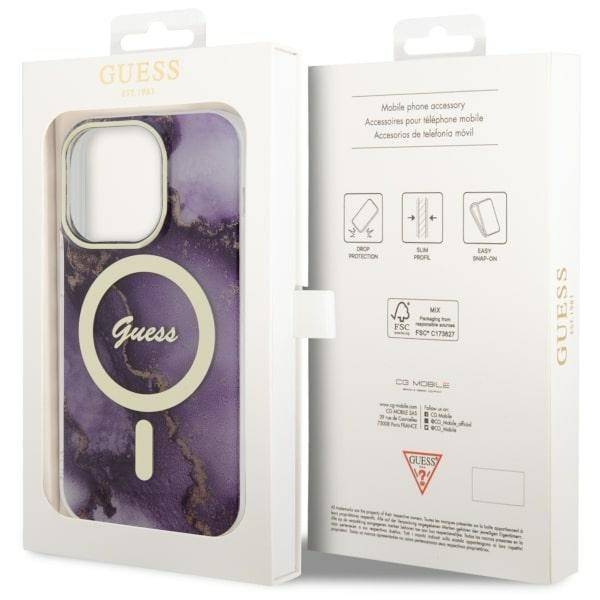 GUESS HC MagSafe IML GOLDEN MARBLE PURPLE iPhone 13 Pro Max