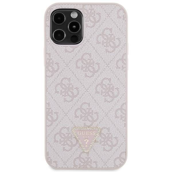 Guess GUHCP12MP4TDSCPP iPhone 12 / 12 Pro pink hardcase Crossbody 4G Metal Logo