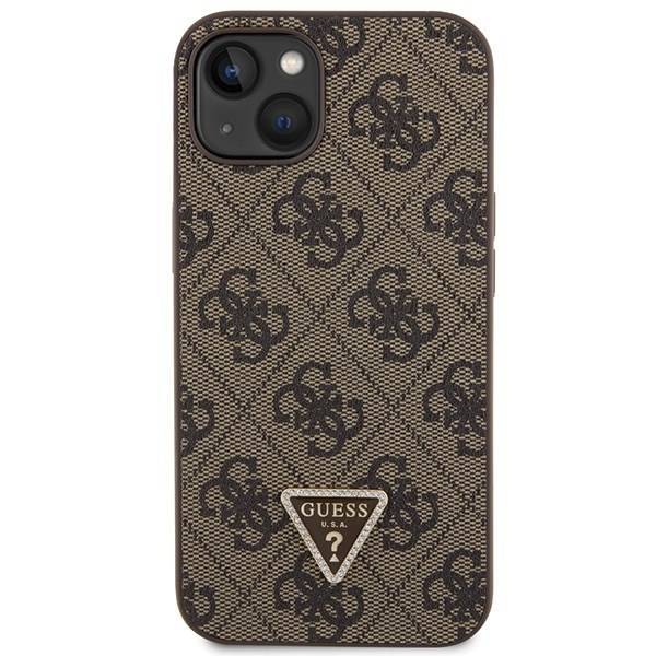 Guess GUHCP13MP4TDSCPW iPhone 13 / 14 / 15 brown hardcase Crossbody 4G Metal Logo