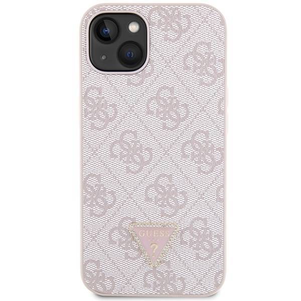 GUESS HC PU LEATHER METAL LOGO STRASS CROSSBODY PINK iPhone 14 / 15 / 13