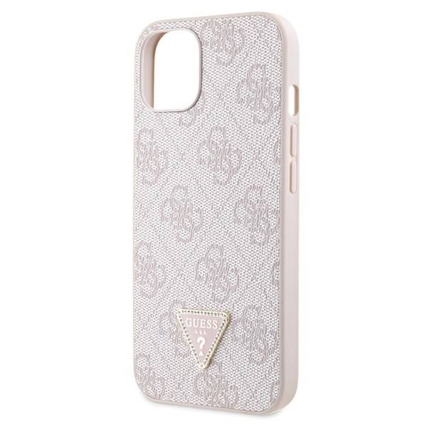 GUESS HC PU LEATHER METAL LOGO STRASS CROSSBODY PINK iPhone 14 / 15 / 13