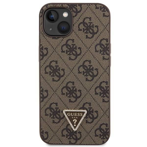 GUESS HC PU LEATHER METAL LOGO STRASS CROSSBODY BROWN iPhone 14 / 15 / 13