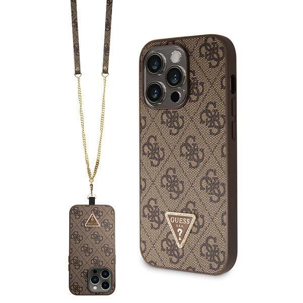 Guess GUHCP14XP4TDSCPW iPhone 14 Pro Max brown hardcase Crossbody 4G Metal Logo