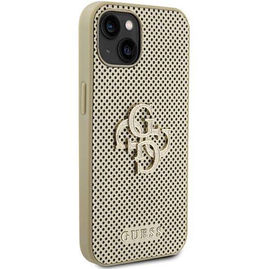 GUESS HC PERFORATED PU 4G GLITTER 4G with Glitter metal Logo GOLD iPhone 15 / 14 / 13