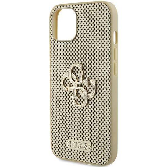 GUESS HC PERFORATED PU 4G GLITTER 4G with Glitter metal Logo GOLD iPhone 15 / 14 / 13