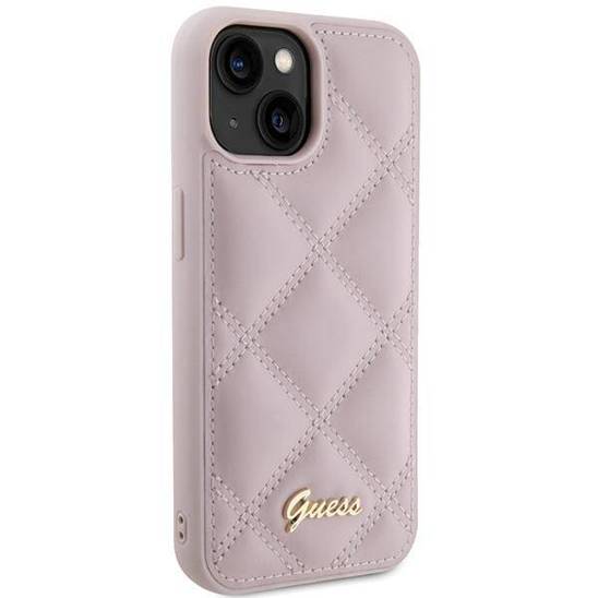 GUESS HC PU QUILTED METAL LOGO PINK iPhone 15 / 14 / 13