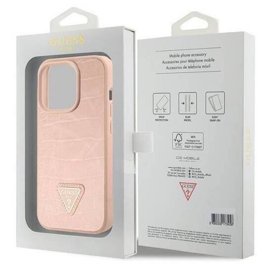 GUESS GUHCP15LPCRTHCP HC PU CROCO TRIANGLE LOGO PINK iPhone 15 PRO