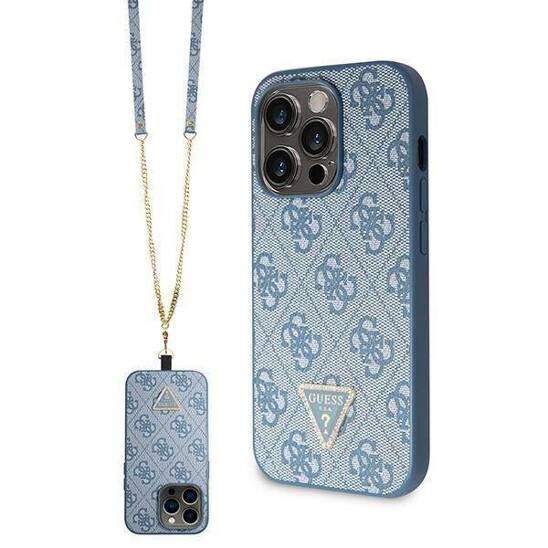 GUESS GUHCP15LP4TDSCPB HC PU LEATHER METAL LOGO STRASS CROSSBODY BLUE iPhone 15 Pro