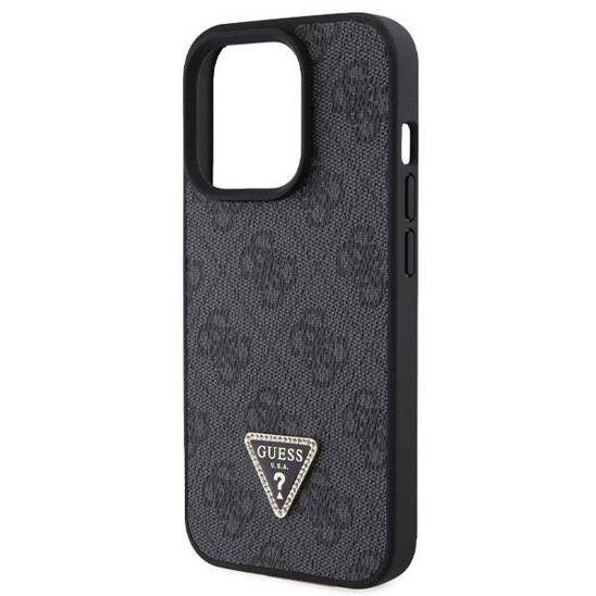 GUESS Hardcase PU Leather 4G Triangle Strass Black iPhone 15 Pro Max