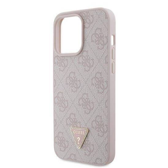 GUESS GUHCP15XP4TDPP Hardcase PU Leather 4G Triangle strass Pink iPhone 15 Pro Max