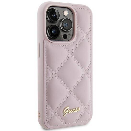 GUESS HC PU QUILTED METAL LOGO PINK iPhone 15 PRO MAX