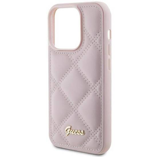 GUESS HC PU QUILTED METAL LOGO PINK iPhone 15 PRO MAX