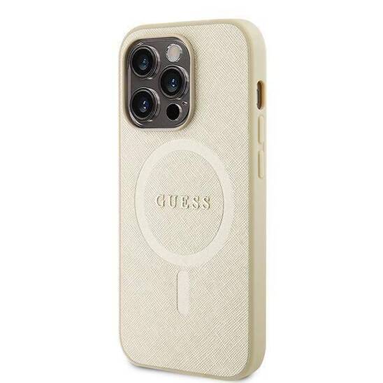 GUESS GUHMP15LPSAHMCB HC PU SAFFIANO MAGSAFE BEIGE iPhone 15 Pro