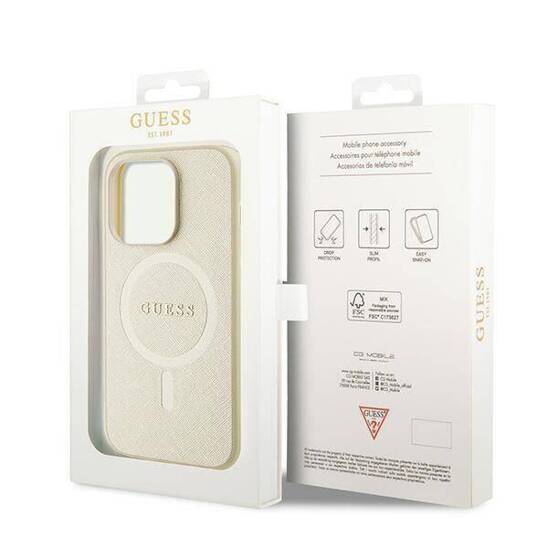 GUESS GUHMP15SPSAHMCB HC PU SAFFIANO MagSafe BEIGE iPhone 15 / 14 / 13