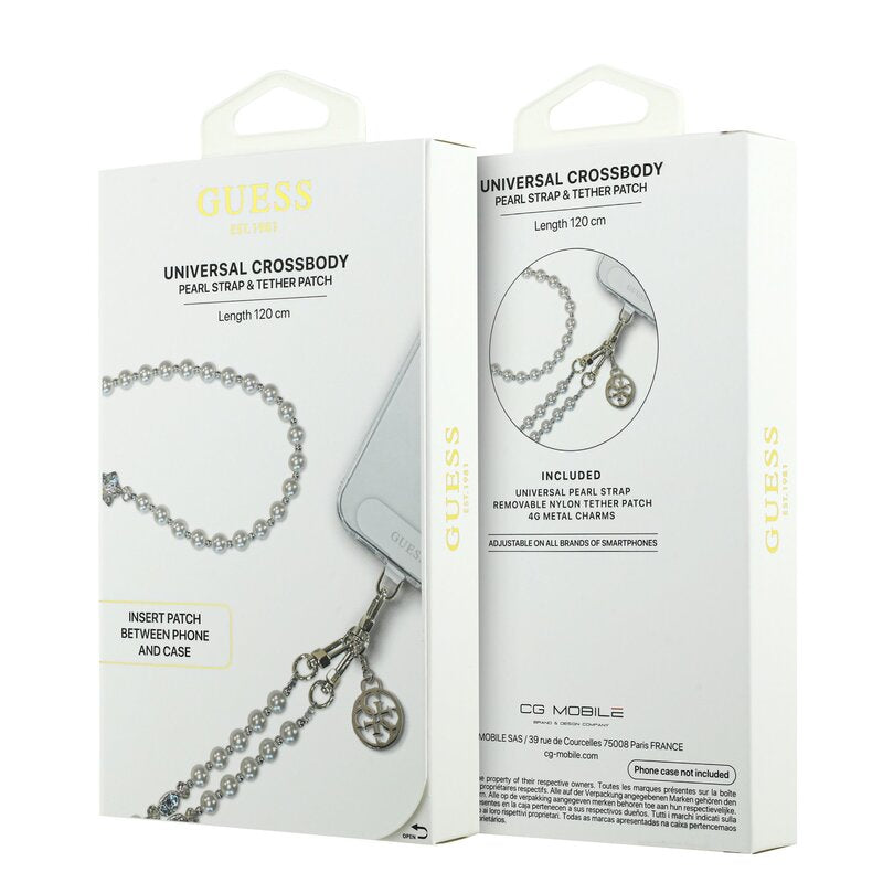 Guess Universele Crossbody Strap Pearl and 4G Charm White 120 cm