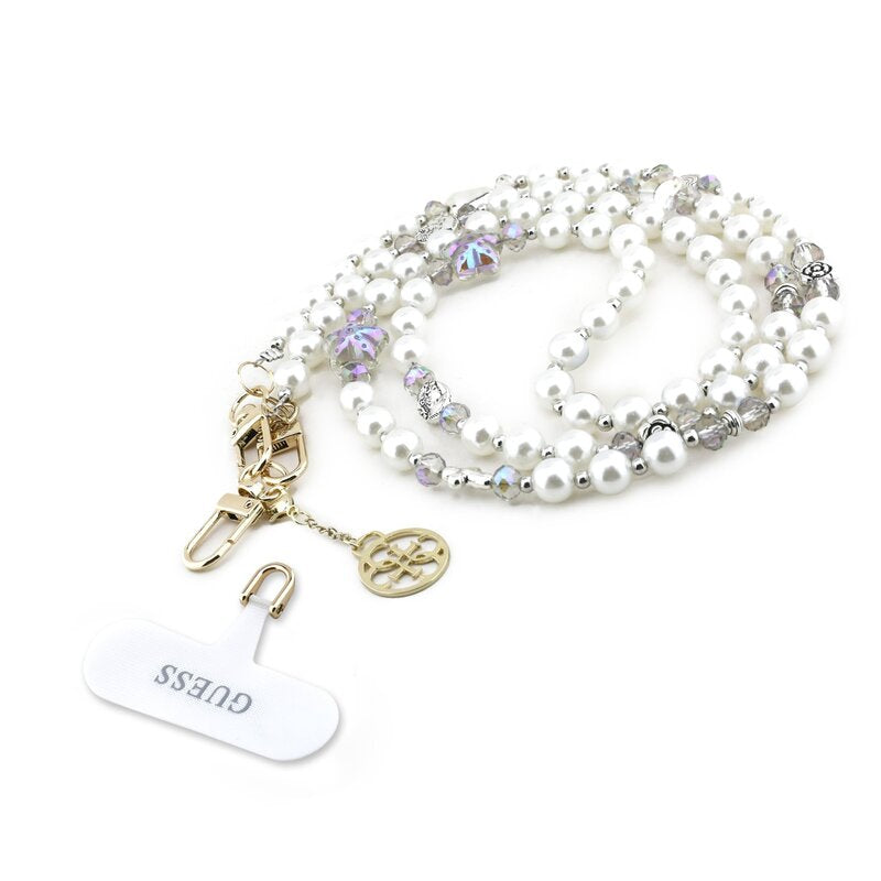 Guess Universele Crossbody Strap Pearl and 4G Charm White 120 cm