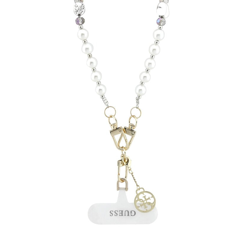 Guess Universele Crossbody Strap Pearl and 4G Charm White 120 cm
