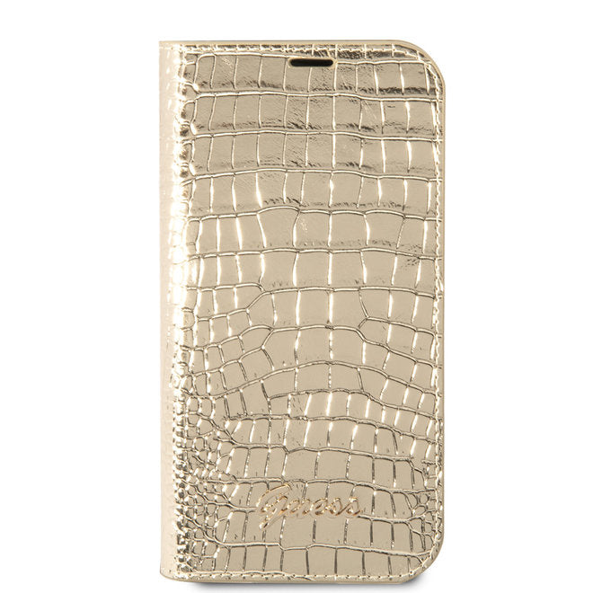 GUESS Apple iPhone 14 Plus Book Gold Croco Case