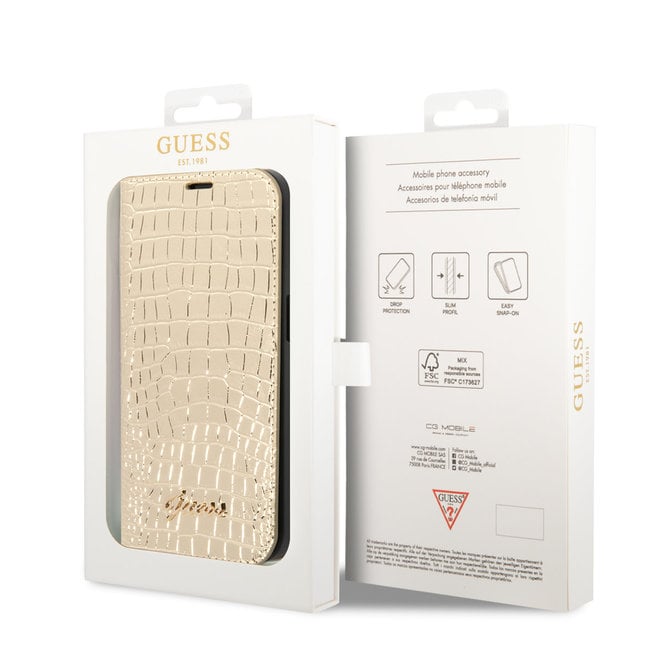 GUESS Apple iPhone 14 Plus Book Gold Croco Case