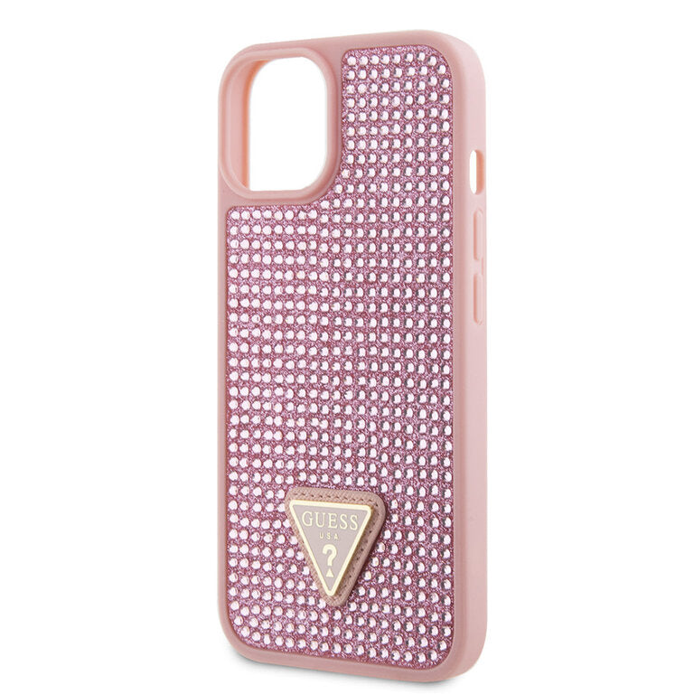 Guess GUHCP16SHDGTPP Hardcase Rhinestone Triangle Logo Pink for iPhone 16