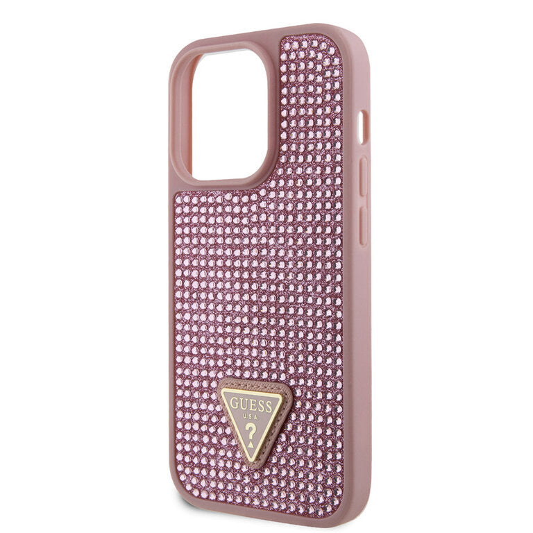 Guess Hardcase Rhinestone Tringle Pink iPhone 15 Pro