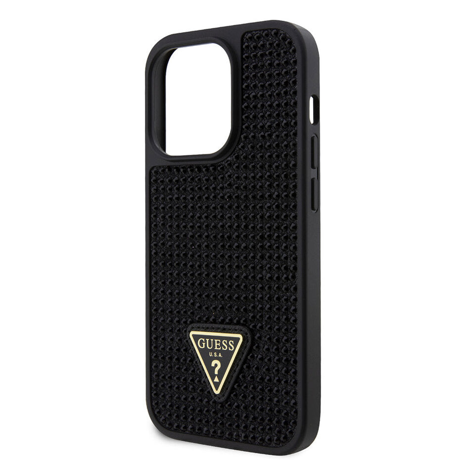 Guess GUHCP16XHDGTPK Hardcase Rhinestone Triangle Logo Black for iPhone 16 Pro Max