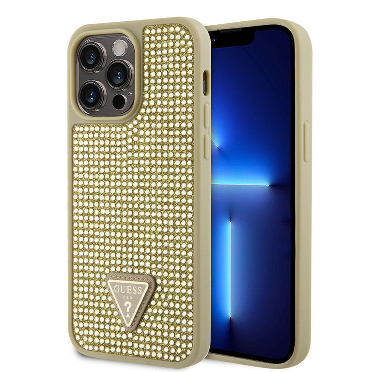 Guess Hardcase Rhinestone Tringle Gold iPhone 15 Pro Max