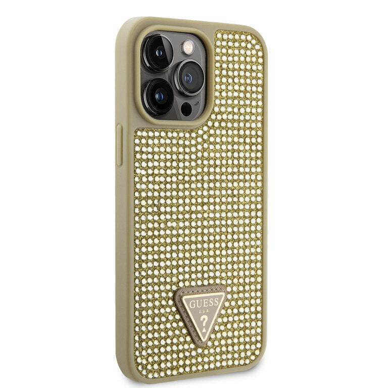 Guess Hardcase Rhinestone Tringle Gold iPhone 15 Pro Max