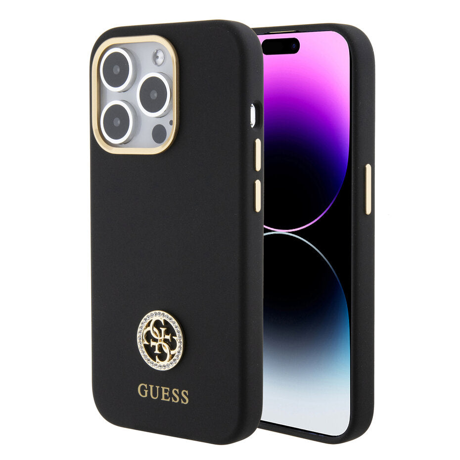 Guess GUHCP16LM4DGPK Hardcase for iPhone 16 Pro Silicon Logo strass 4G - Rhinestone Diamond Black