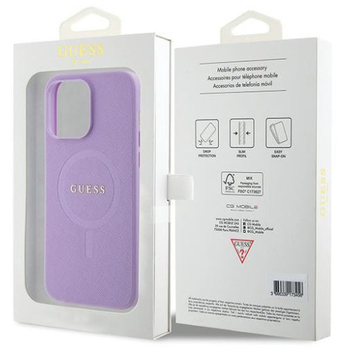 GUESS Hardcase SAFFIANO MagSafe  Purple for iPhone 15 Pro