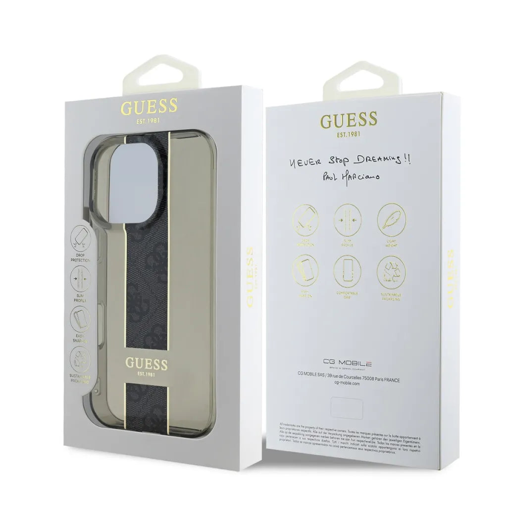 Guess GUHCP16XHS4PPK Hardcase IML 4G Stripe Black for iPhone 16 Pro Max