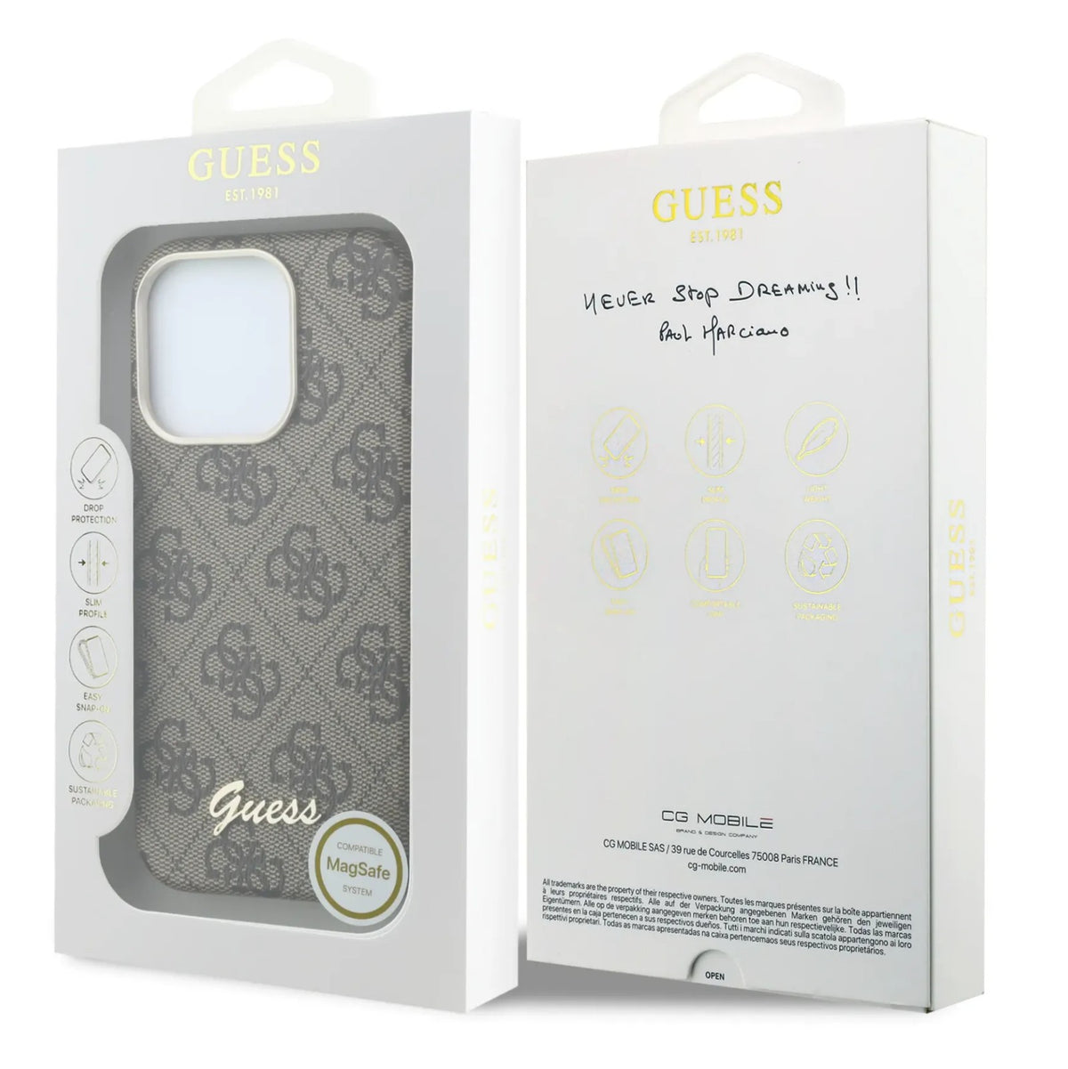 Guess GUHMP16L5P4FWMSW 4G Vintage Gold Logo Magsafe Hardcase for iPhone 16 Pro Brown