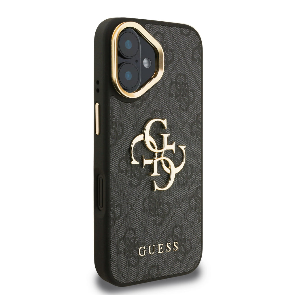 Guess GUHCP16SPCS4GP4K PU 4G Metal Logo Stand Camera Frame tok iPhone 16 Black