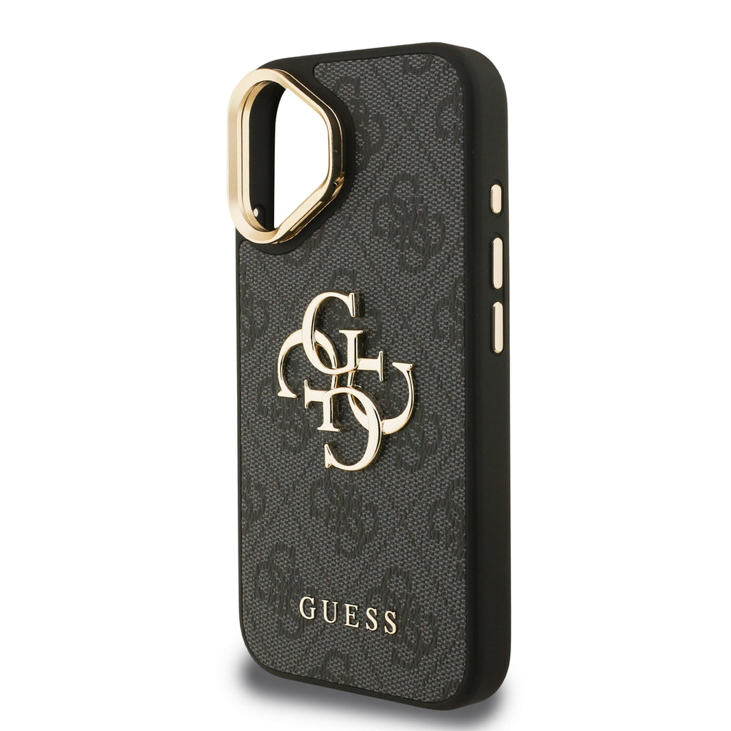 Guess GUHCP16SPCS4GP4K PU 4G Metal Logo Stand Camera Frame tok iPhone 16 Black