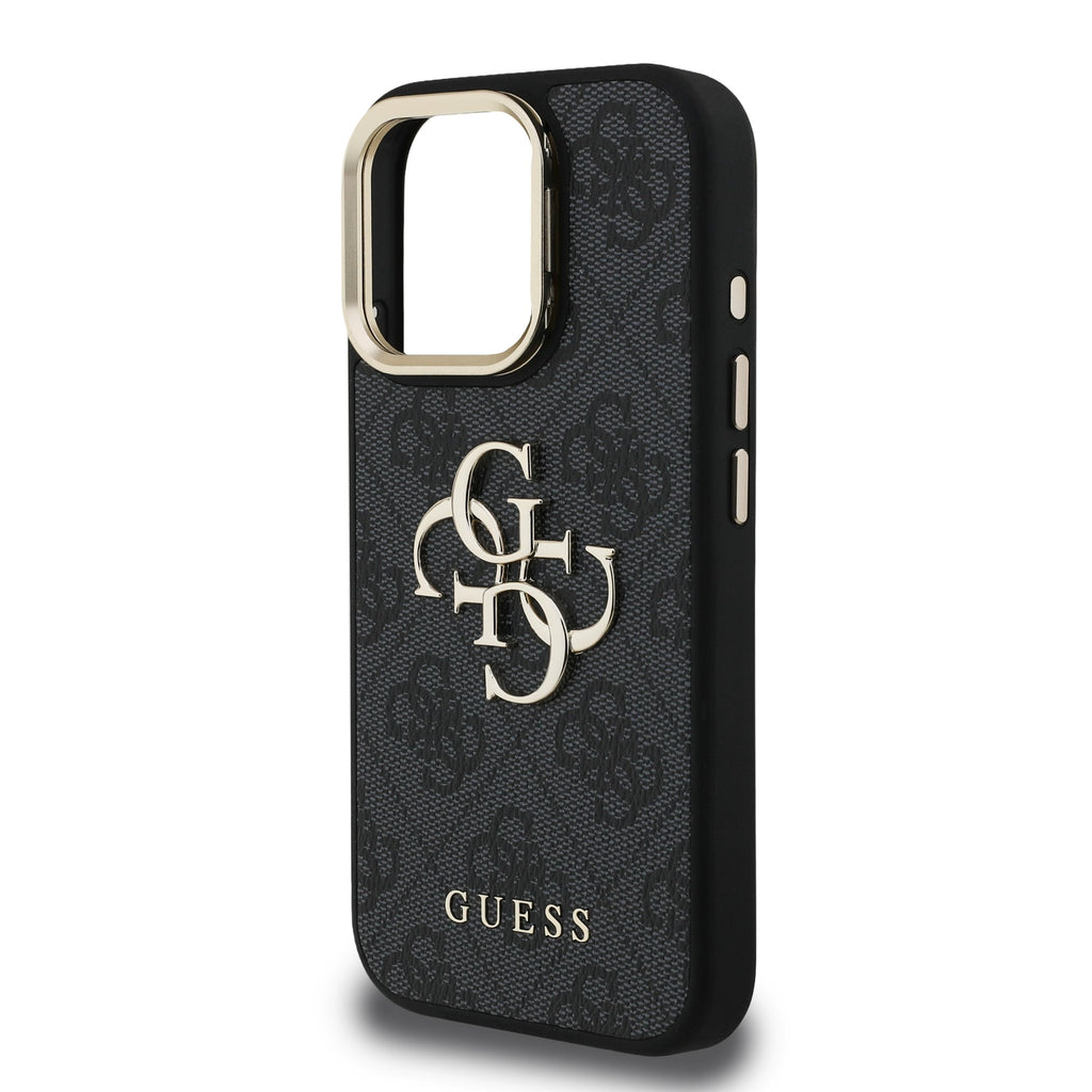 Guess GUHCP16XPCS4GP4K PU 4G Metal Logo Stand Camera Frame tok iPhone 16 Pro Max Black