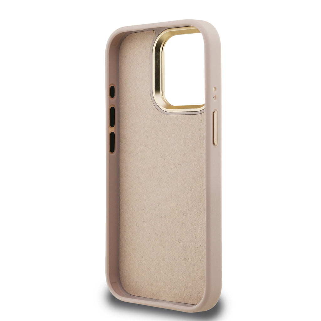 Guess GUHCP15XPCS4GP4P PU 4G Metal Logo Stand Camera Frame tok iPhone 15 Pro Max Pink