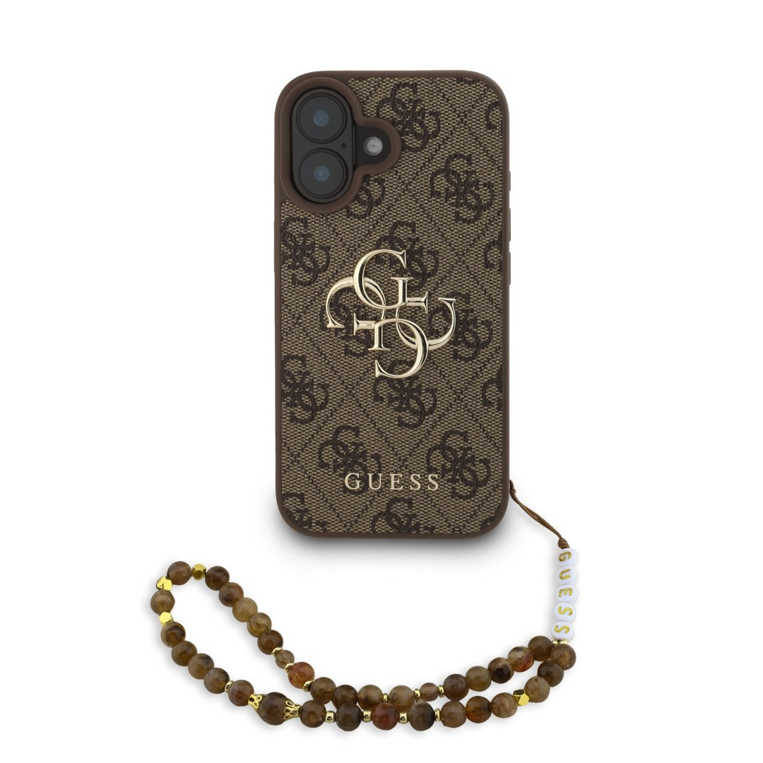 Guess GUHCP16SP4GMGSW PU 4G metal logo band case iPhone 16 Brown
