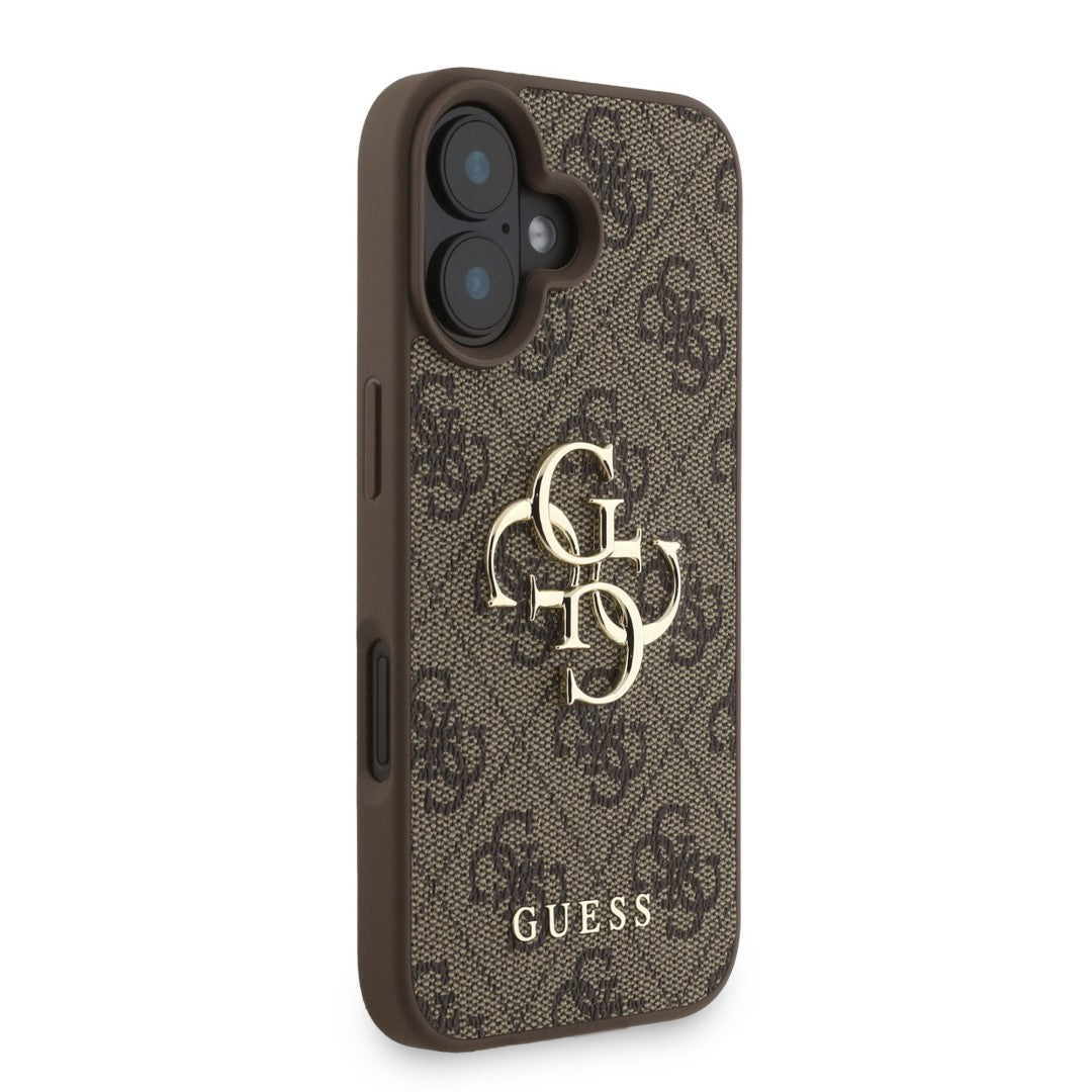 Guess GUHCP16SP4GMGSW PU 4G metal logo band case iPhone 16 Brown