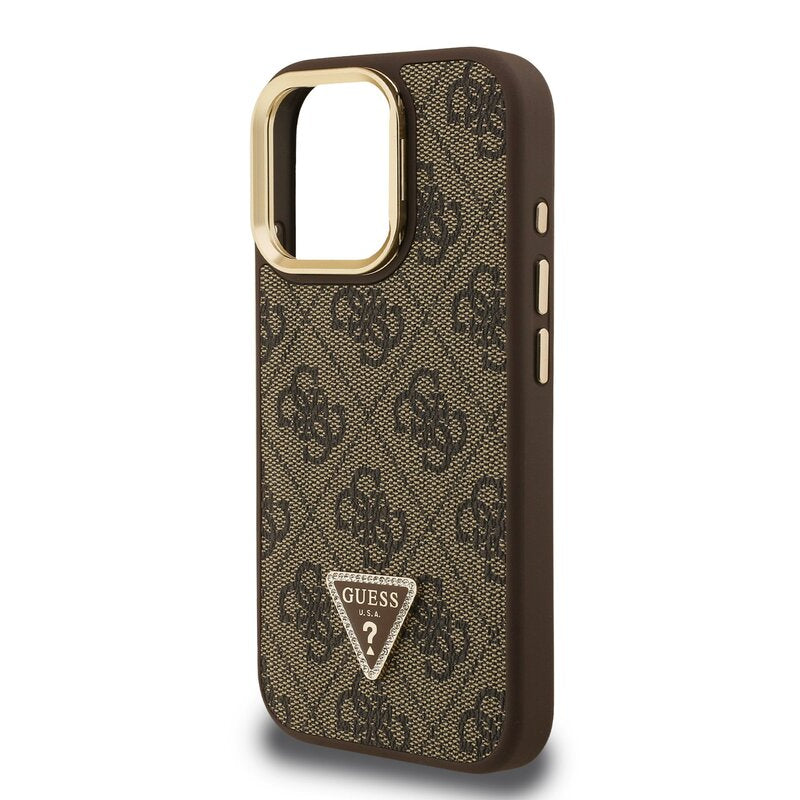 Guess GUHMP16LPCS4GPTW PU W/Trianglel Logo & Stand Camera for iPhone 16 Pro Brown